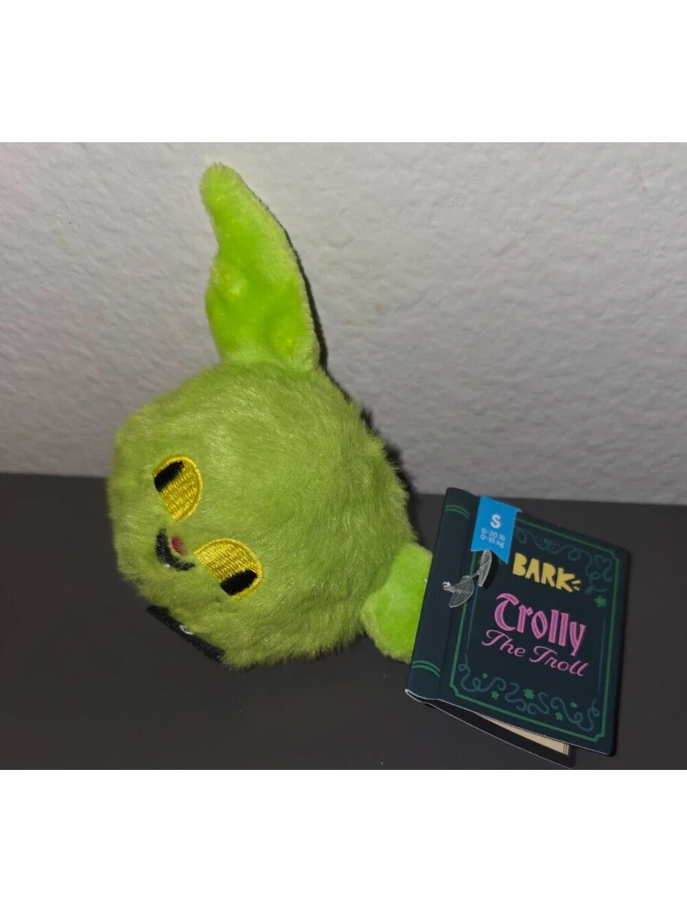 BARKBOX TROLLY THE TROLL SMALL PLUSH SQUEAKY DOG TOY GREEN GOBLIN NWT